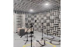 The relationship between the size of the semi anechoic chamber and the size of the tested sample